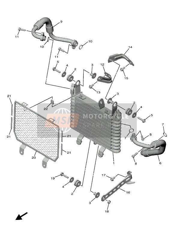 Yamaha YZF-R1M 2020 Radiatore dell'olio per un 2020 Yamaha YZF-R1M