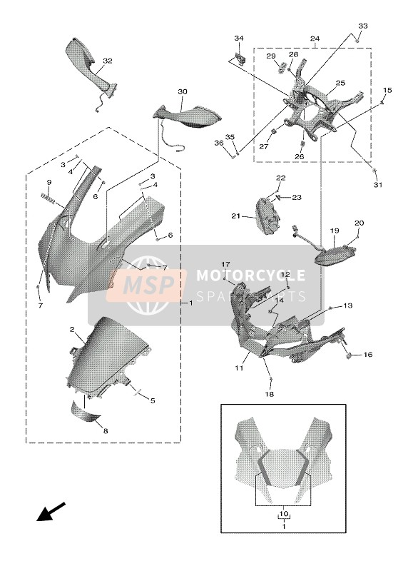 B3L262800100, Rear View Mirror Assy (Left), Yamaha, 0