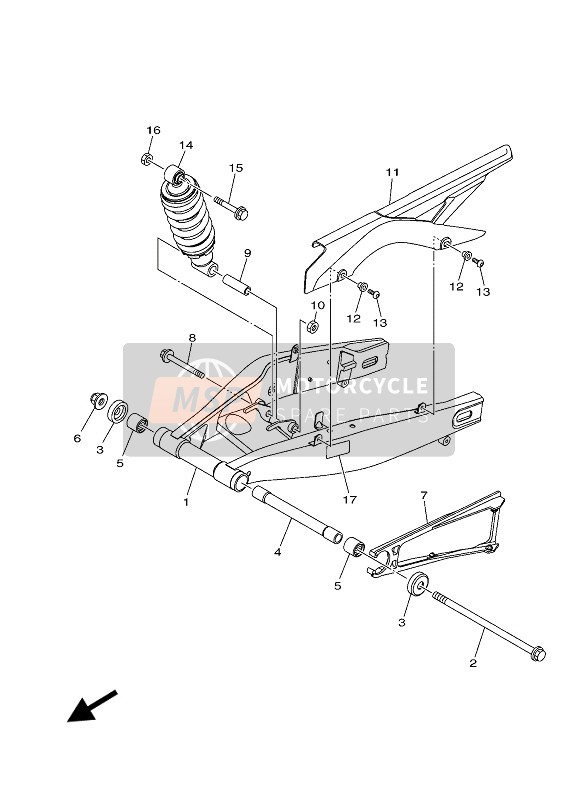 Yamaha YZF-R3 2020 Suspensión del brazo trasero para un 2020 Yamaha YZF-R3