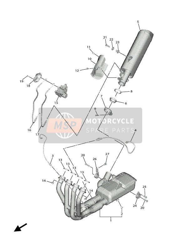 Yamaha YZF-R3 RACE BASE 2020 Uitlaat voor een 2020 Yamaha YZF-R3 RACE BASE