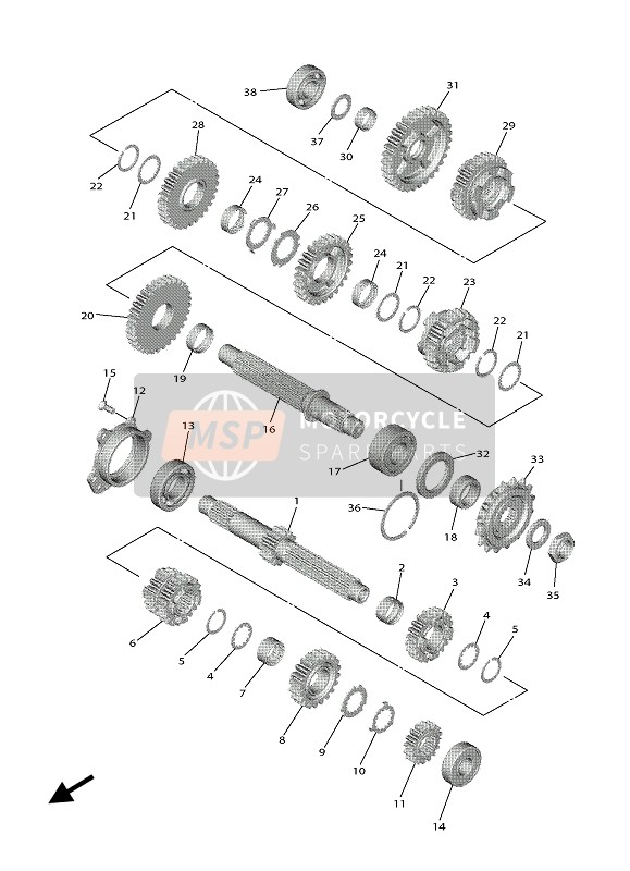 Yamaha YZF-R3 RACE BASE 2020 Transmisión para un 2020 Yamaha YZF-R3 RACE BASE