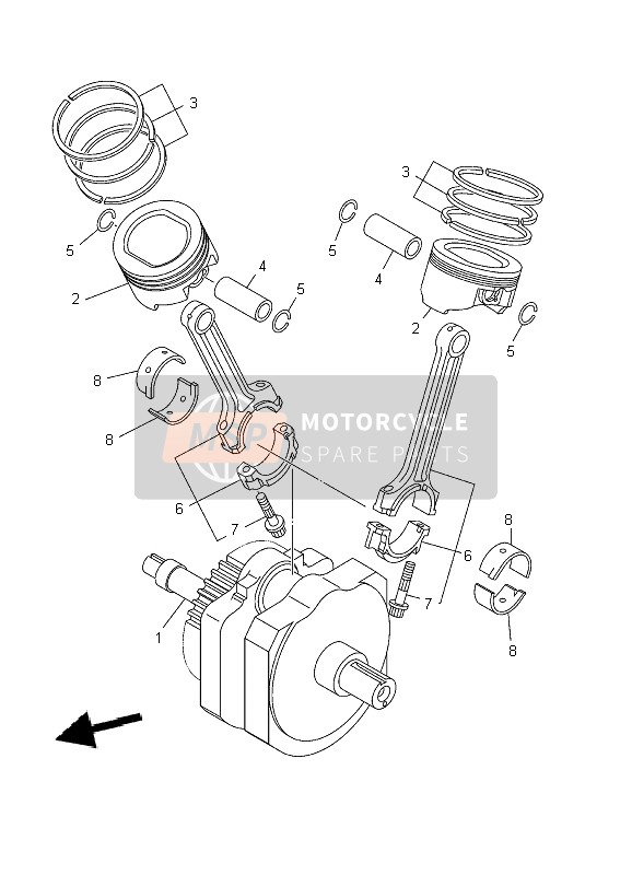 Yamaha XV1600A WILDSTAR 2002 Crankshaft & Piston for a 2002 Yamaha XV1600A WILDSTAR