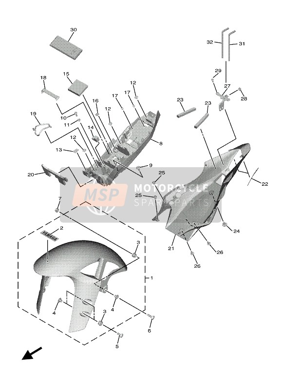 Yamaha YZF-R3 RACE BASE 2020 KOTFLÜGEL für ein 2020 Yamaha YZF-R3 RACE BASE