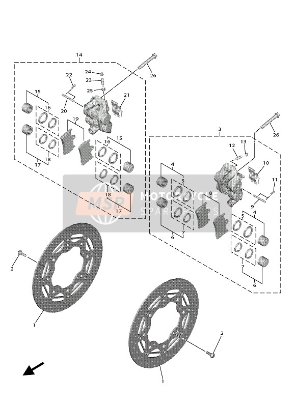 Yamaha YZF-R3 RACE BASE 2020 FRONT BRAKE CALIPER for a 2020 Yamaha YZF-R3 RACE BASE