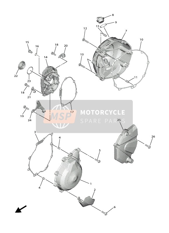 Yamaha YZF-R6 2020 Carterdeksel 1 voor een 2020 Yamaha YZF-R6