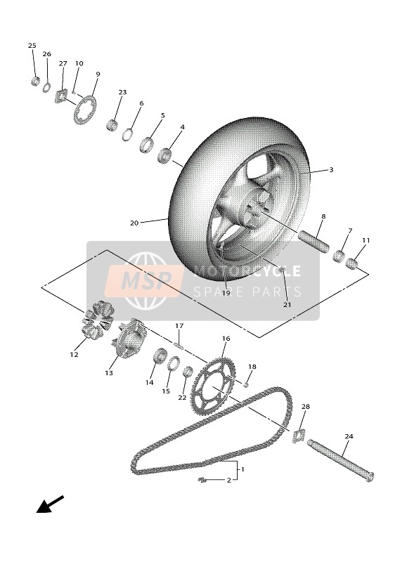 Yamaha YZF-R6 2020 REAR WHEEL for a 2020 Yamaha YZF-R6