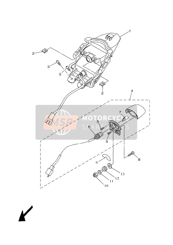 Yamaha YZF-R125 2020 Achterlicht voor een 2020 Yamaha YZF-R125