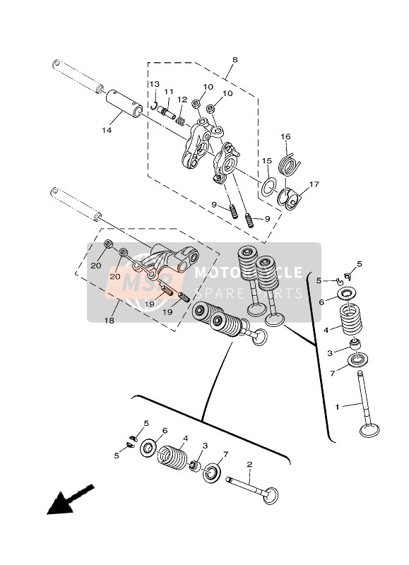 B5VE21600100, Valve Rocker Arm A, Yamaha, 0