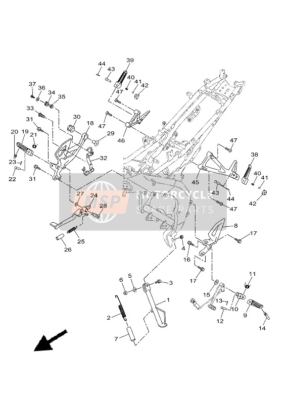 Yamaha MT-125 2021 Estar & Reposapiés para un 2021 Yamaha MT-125