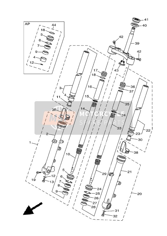 BAT231020000, Front Fork Assy (L.H), Yamaha, 0