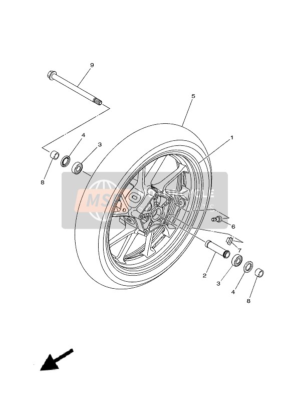 Yamaha MT-07 2021 Ruota anteriore per un 2021 Yamaha MT-07