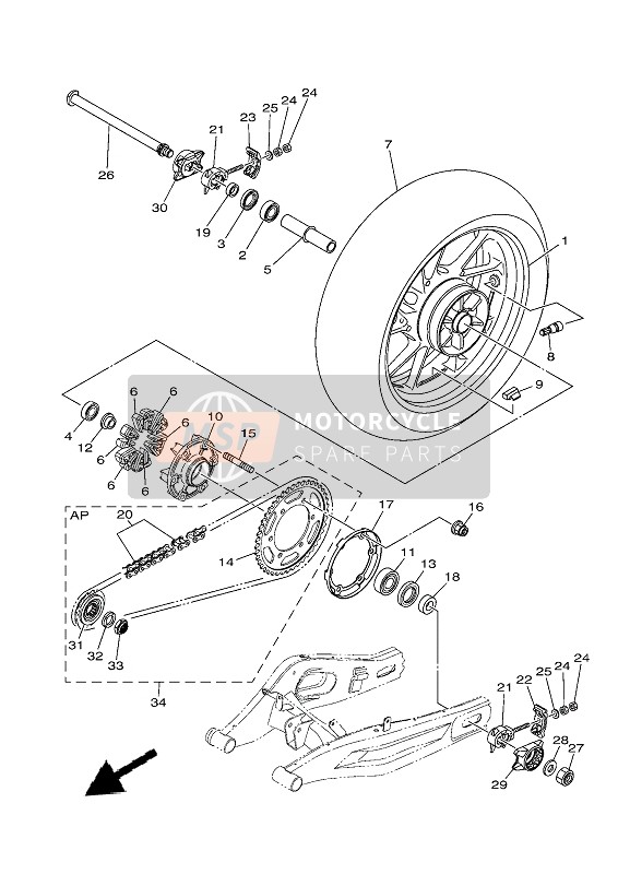 1WS174600000, Pignon Sortie De B.V, Yamaha, 1