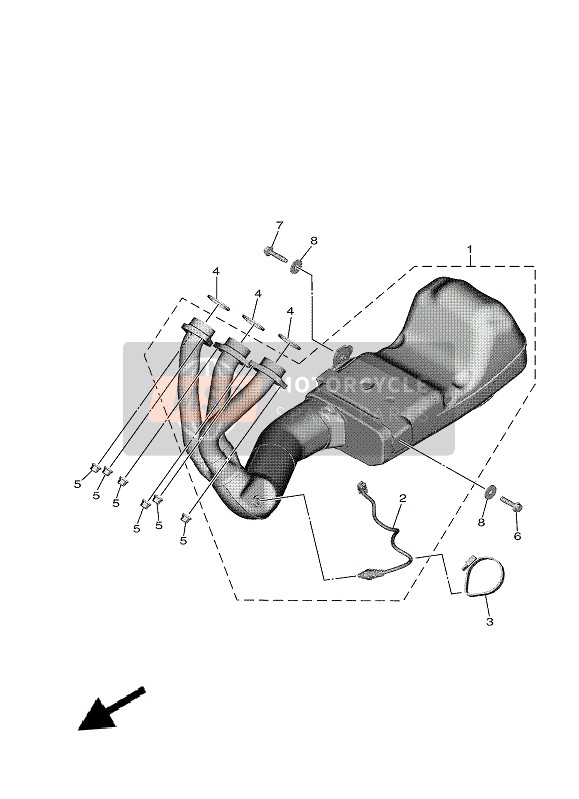 B7N147100200, Muffler Assy 1, Yamaha, 0