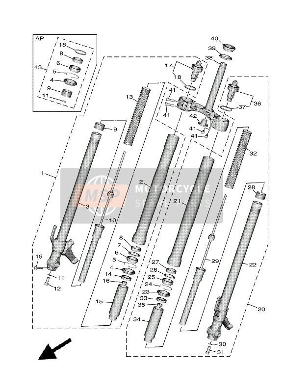 B7N231020000, Front Fork Assy (L.H), Yamaha, 0