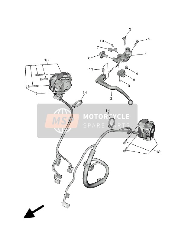 Yamaha MT-09 2021 Commutateur de poignée & Levier pour un 2021 Yamaha MT-09