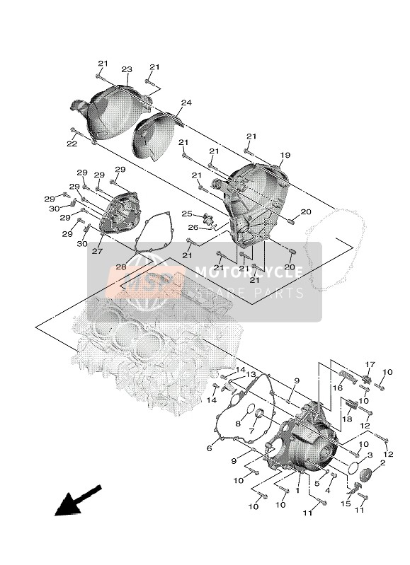 Yamaha MT-09 SP 2021 Coperchio del carter 1 per un 2021 Yamaha MT-09 SP