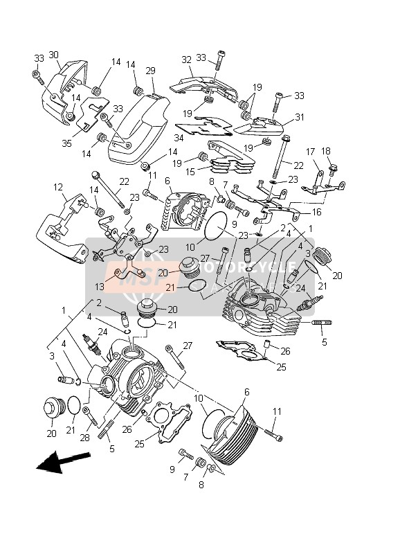 Yamaha XVS125 DRAGSTAR 2002 Cylinder Head for a 2002 Yamaha XVS125 DRAGSTAR