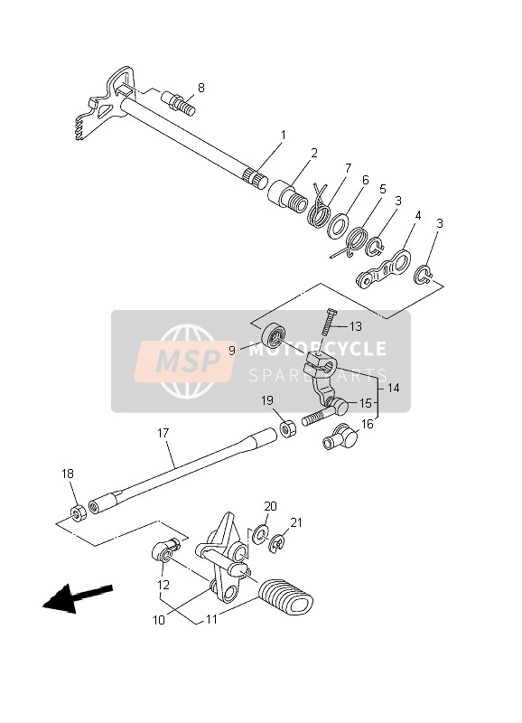 Yamaha XVS125 DRAGSTAR 2002 Shift Shaft for a 2002 Yamaha XVS125 DRAGSTAR