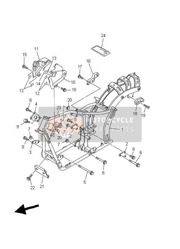 Yamaha XVS125 DRAGSTAR 2002 Frame for a 2002 Yamaha XVS125 DRAGSTAR