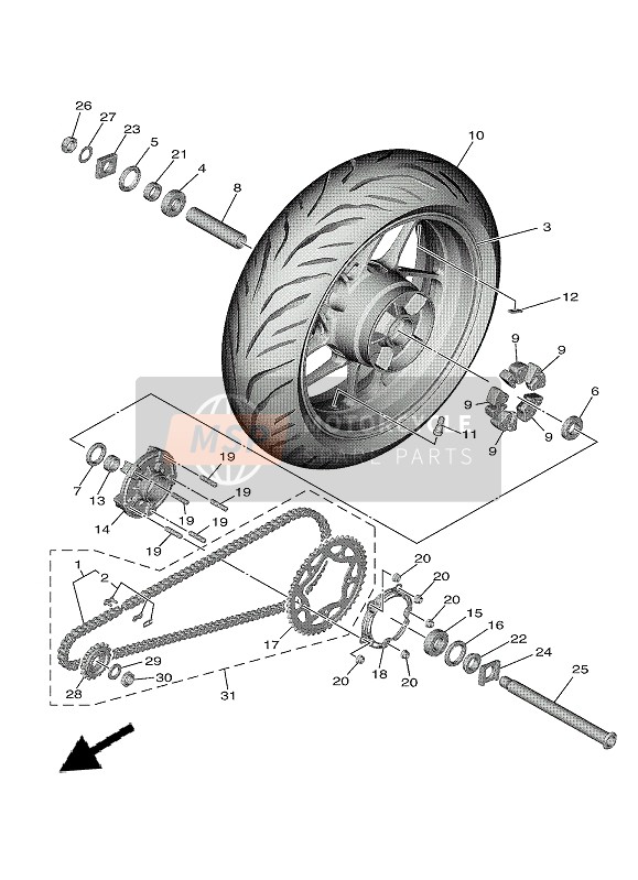 B5UW001A0000, Chain & Sprocket Kit, Yamaha, 0