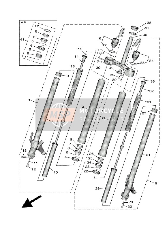 BAP231701000, Cylinder Comp., Front Fork, Yamaha, 0