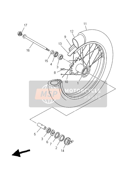 Yamaha XVS125 DRAGSTAR 2002 Ruota anteriore per un 2002 Yamaha XVS125 DRAGSTAR