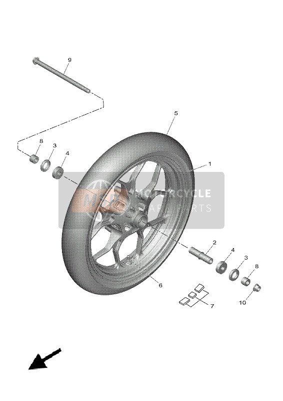 Yamaha XSR125 2021 Voorwiel voor een 2021 Yamaha XSR125