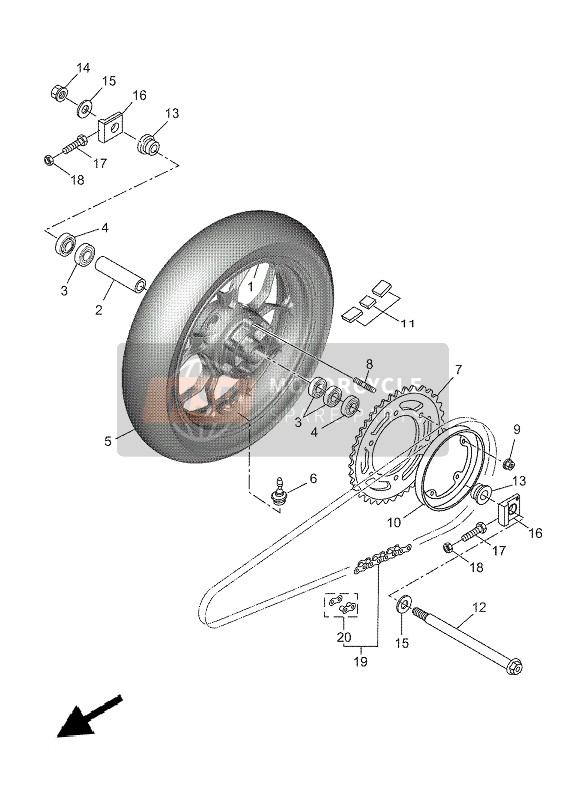 Yamaha XSR125 2021 Ruota posteriore per un 2021 Yamaha XSR125