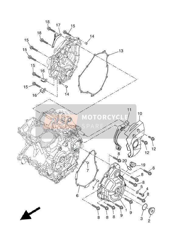 Yamaha XSR700 2021 Tapa del cárter 1 para un 2021 Yamaha XSR700