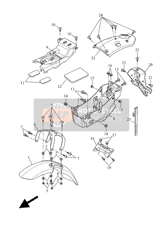 Yamaha XSR700 2021 Spatbord voor een 2021 Yamaha XSR700