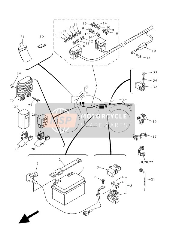 Yamaha XSR700 2021 ELECTRICAL 1 for a 2021 Yamaha XSR700