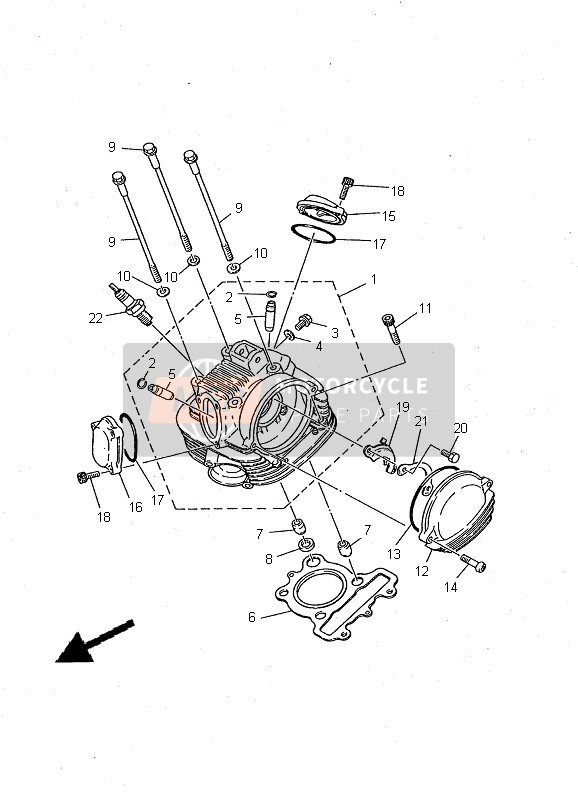 Yamaha TW125 2000 Cylinder Head for a 2000 Yamaha TW125