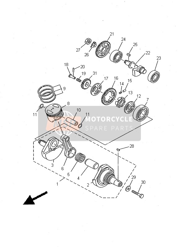 Yamaha TW125 2000 KURBELWELLE & KOLBEN für ein 2000 Yamaha TW125