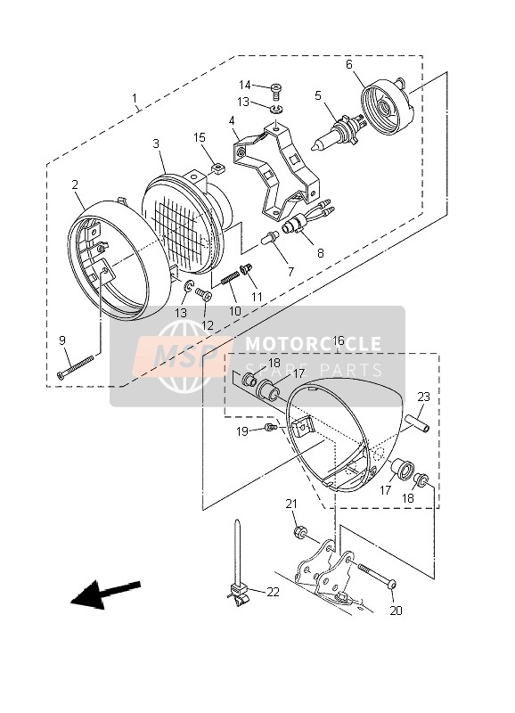 Yamaha XVS250 DRAGSTAR 2002 Faro para un 2002 Yamaha XVS250 DRAGSTAR