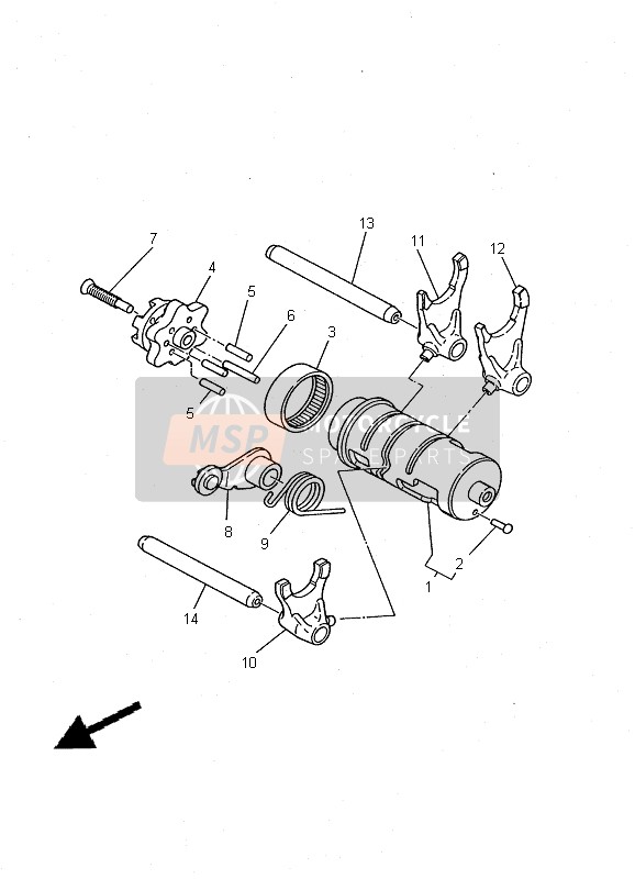 Yamaha TW125 2000 Shift Cam & Fork for a 2000 Yamaha TW125