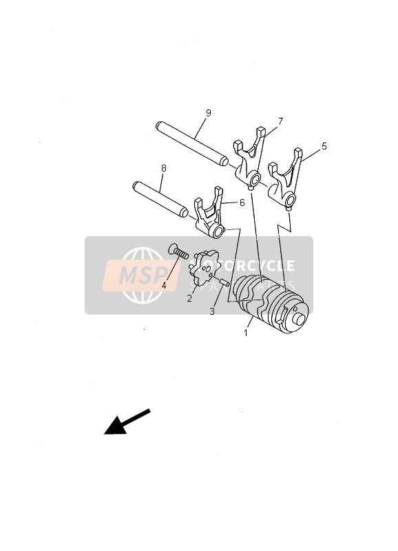 Yamaha YBR125E 2002 Shift Cam & Fourchette pour un 2002 Yamaha YBR125E