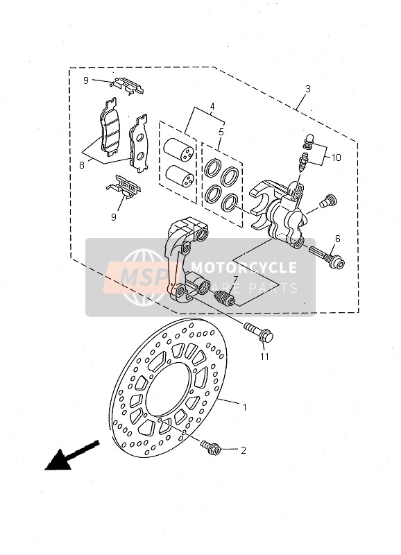 Yamaha TW125 2000 Front Brake Caliper for a 2000 Yamaha TW125