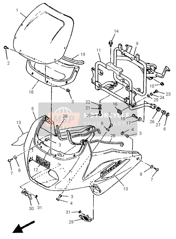 Yamaha XJ600S 1995 Cowling 1 for a 1995 Yamaha XJ600S