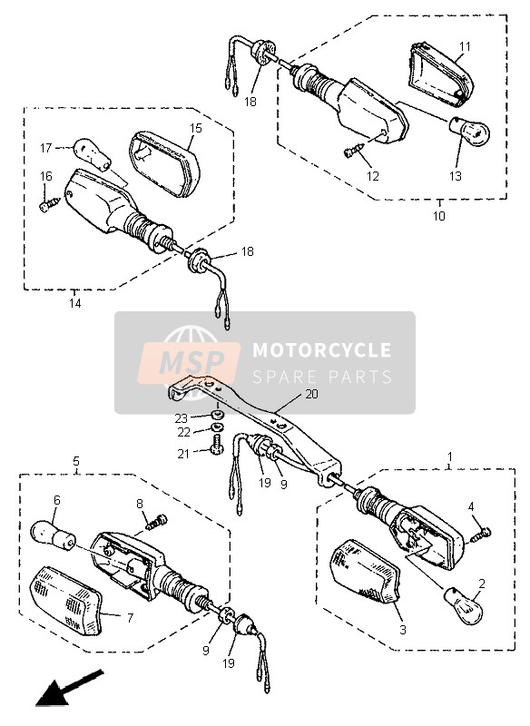 Yamaha XJ600S 1995 Luz intermitente para un 1995 Yamaha XJ600S