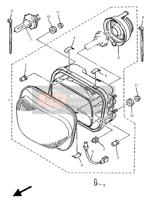 Yamaha XJ600S 1995 Headlight for a 1995 Yamaha XJ600S