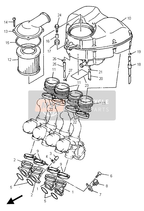 Yamaha XJ900S DIVERSION 1995 Intake for a 1995 Yamaha XJ900S DIVERSION