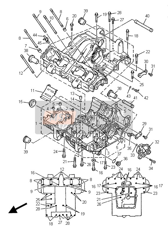 Yamaha XJ900S DIVERSION 1995 Carter pour un 1995 Yamaha XJ900S DIVERSION