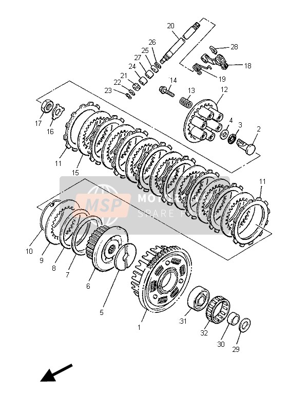 Yamaha XJ900S DIVERSION 1995 Frizione per un 1995 Yamaha XJ900S DIVERSION