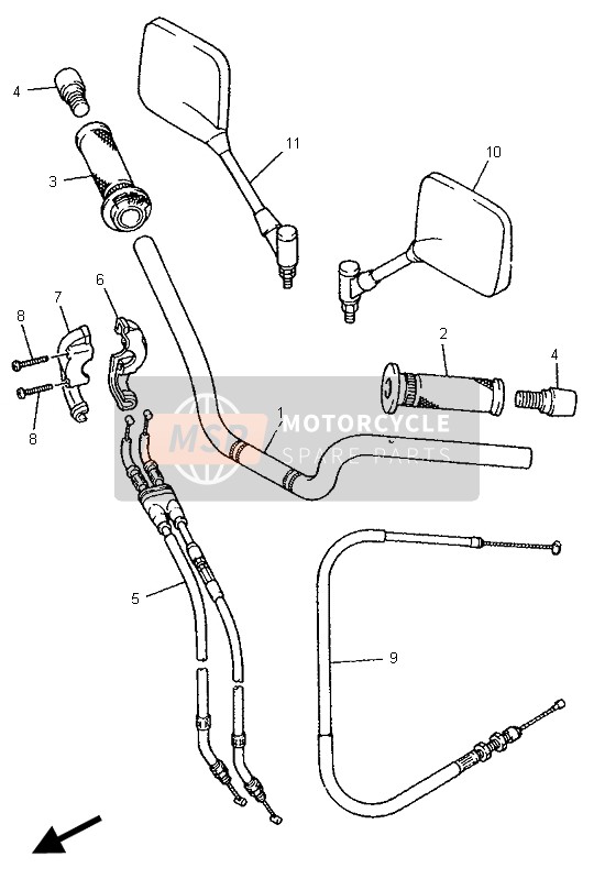 Yamaha XJ900S DIVERSION 1995 Steering Handle & Cable for a 1995 Yamaha XJ900S DIVERSION