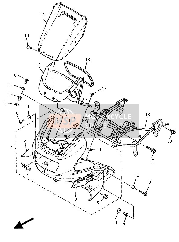 Yamaha XJ900S DIVERSION 1995 Capotage 1 pour un 1995 Yamaha XJ900S DIVERSION