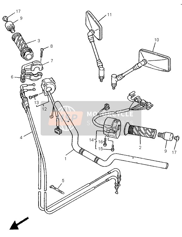 Yamaha XJR1200 1995 Manija de dirección & Cable para un 1995 Yamaha XJR1200