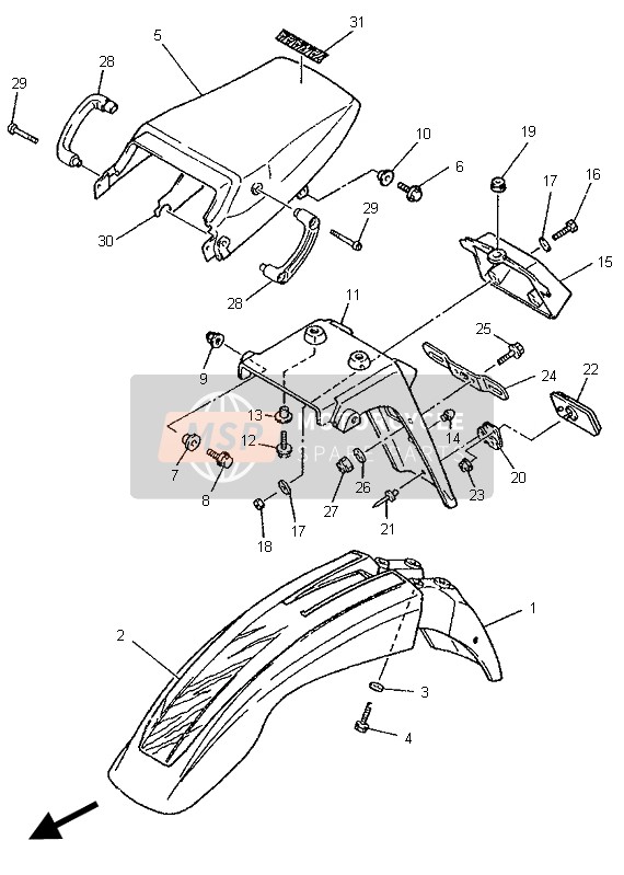 4PT2163A0100, Cover, Rear Fender 1, Yamaha, 0