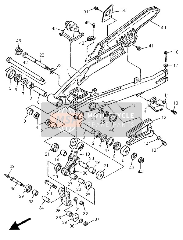 Yamaha XT600E 1995 Achterarm voor een 1995 Yamaha XT600E