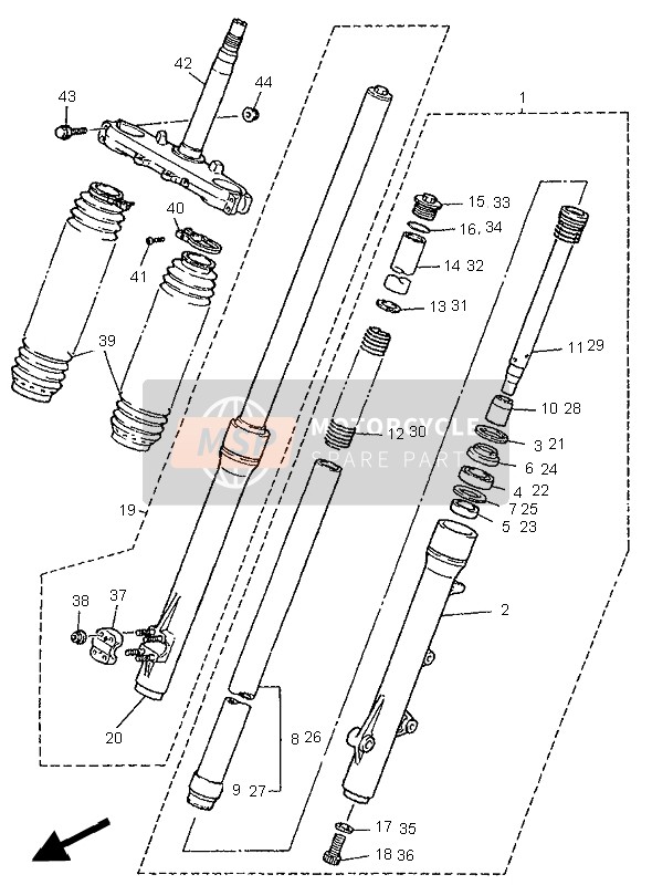 Yamaha XT600E 1995 Front Fork for a 1995 Yamaha XT600E