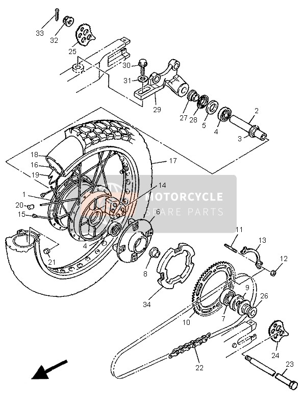 Yamaha XT600E 1995 Rear Wheel for a 1995 Yamaha XT600E